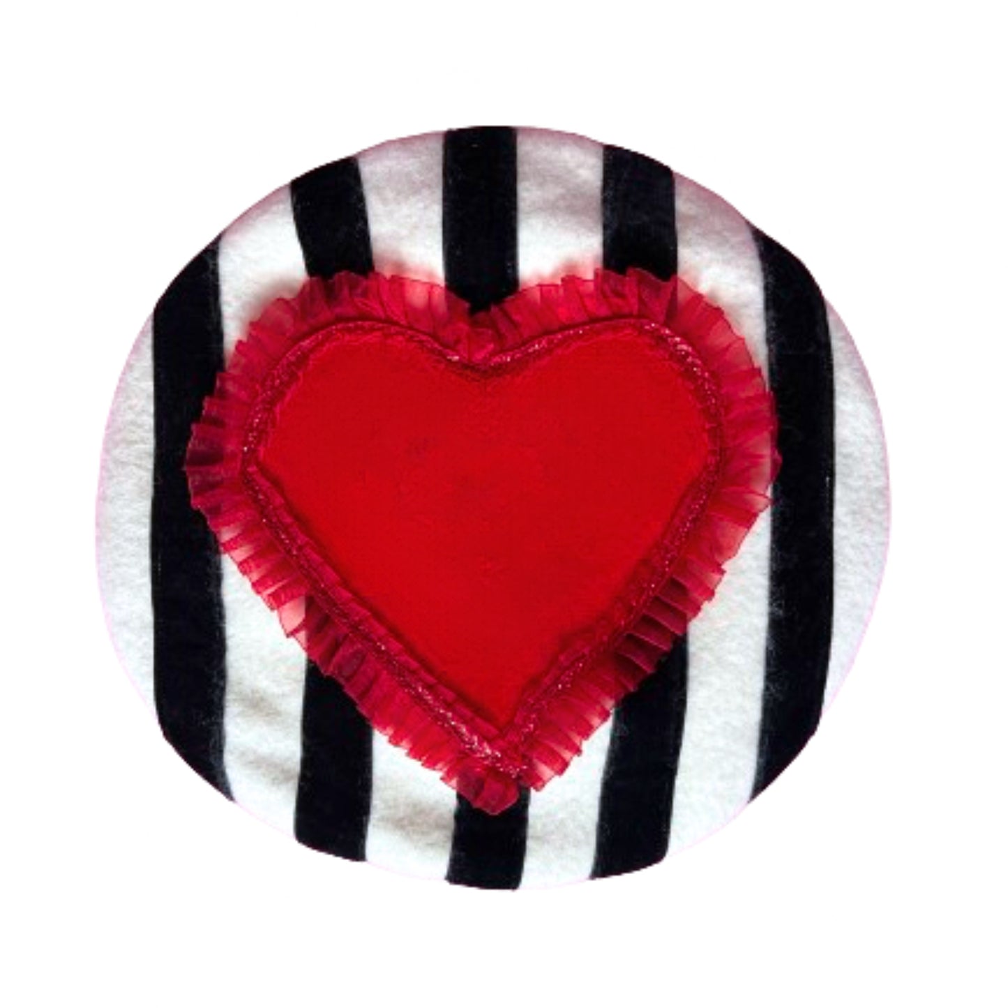 Striped Velvet Heart Beret Hat