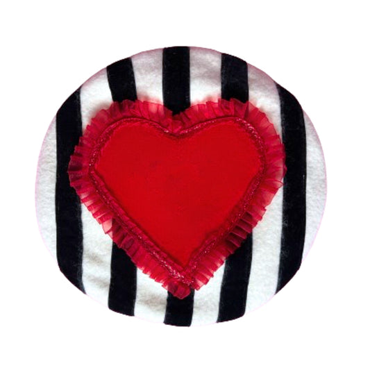 Striped Velvet Heart Beret Hat