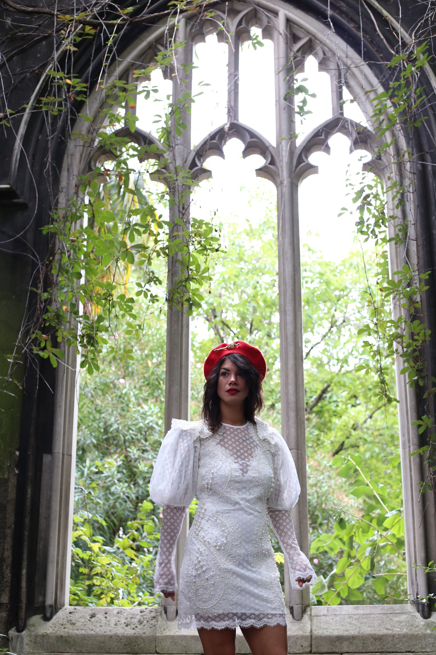 Red beret with embellishments