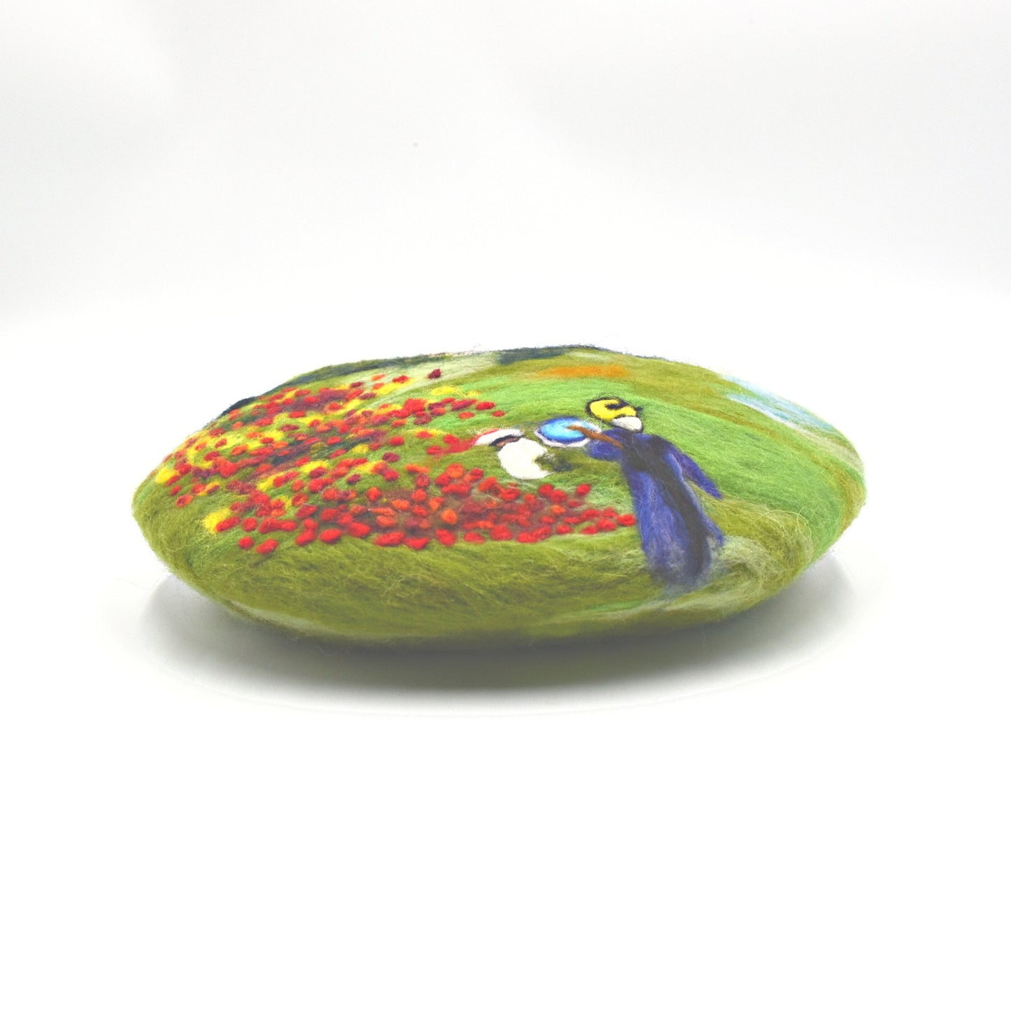 Handmade Beret Hat Wool Monet Wild Poppies Painting for Women - Dedais Slow Fashion