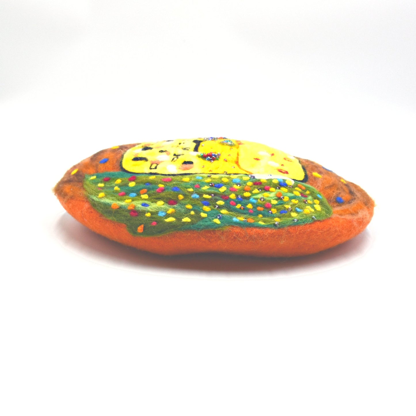Handmade Wool Beret Hat for Women Gustav Klimt Kiss Painting - Dedais Slow Fashion