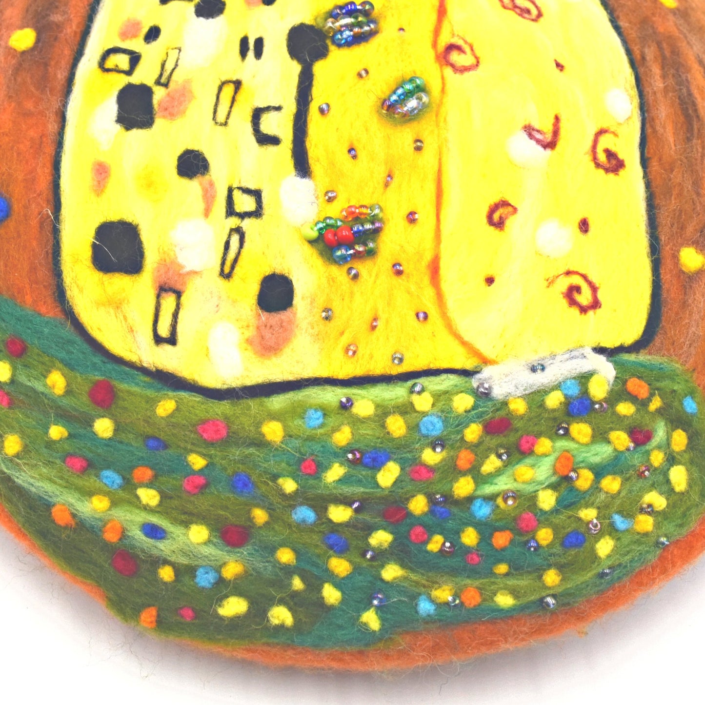 Handmade Wool Beret Hat for Women Gustav Klimt Kiss Painting - Dedais Slow Fashion