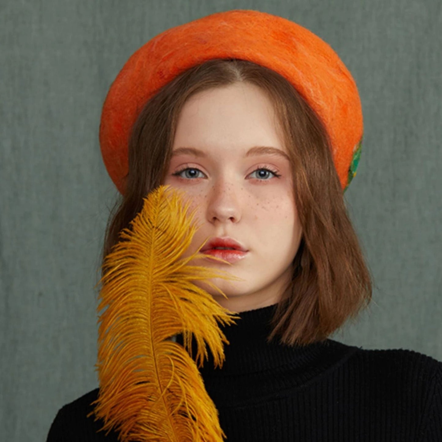 Handmade Wool Beret Hat for Women Gustav Klimt Kiss Painting - Dedais Slow Fashion