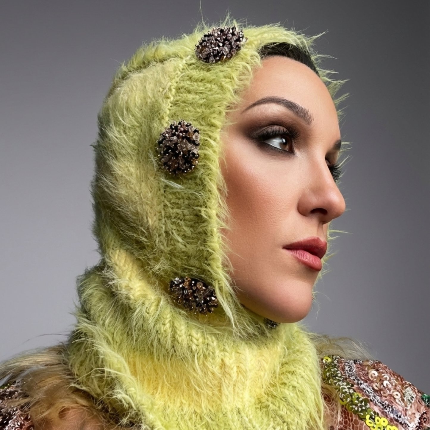 Mohair Green Balaclava