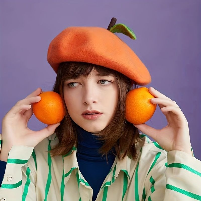 Orange sales beret hat