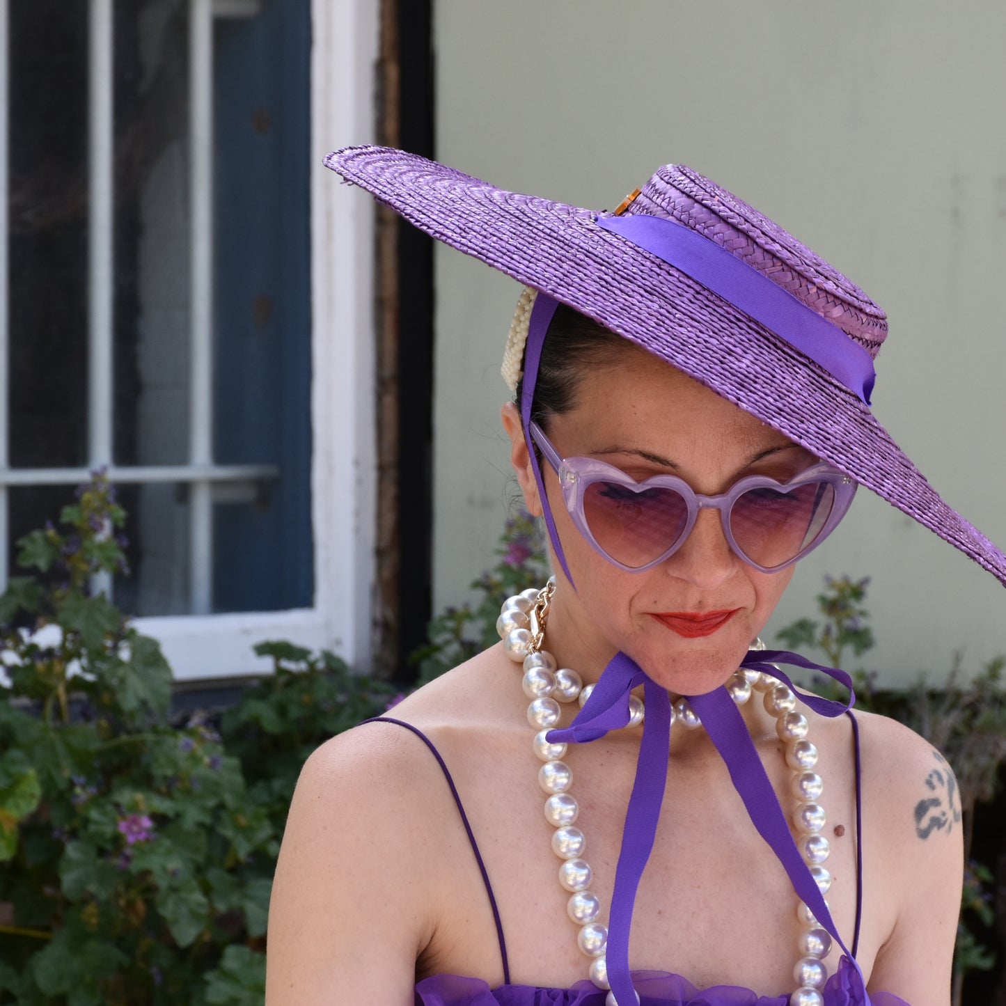 Summer Hat for Women / Purple Straw Hat