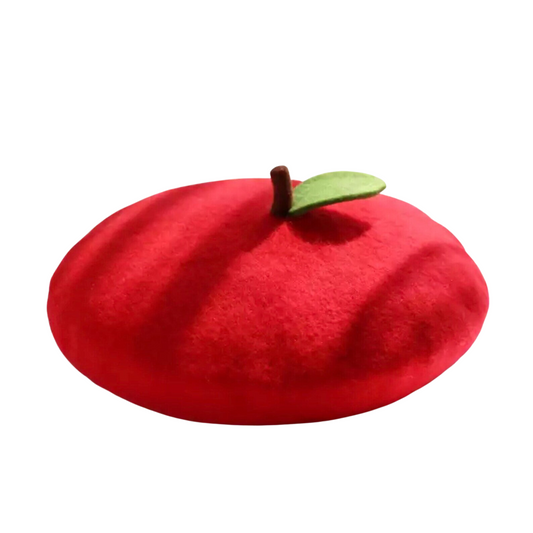 Red Apple Wool Beret Hat