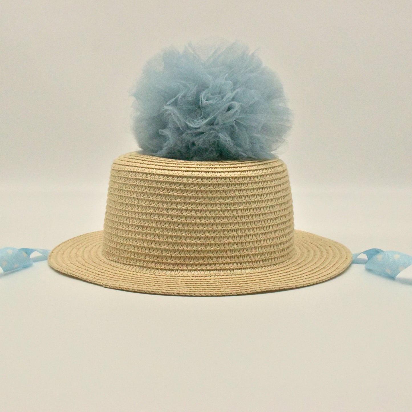 Summer Straw Boater Hat with Pompom