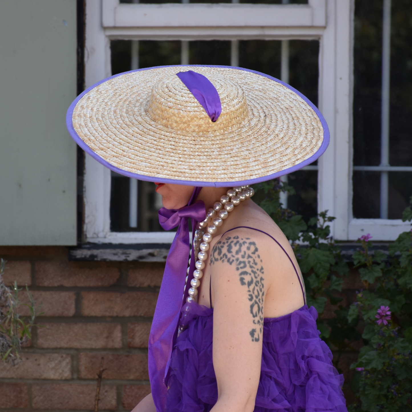 Summer Hat for Women / Gingham Straw Hat