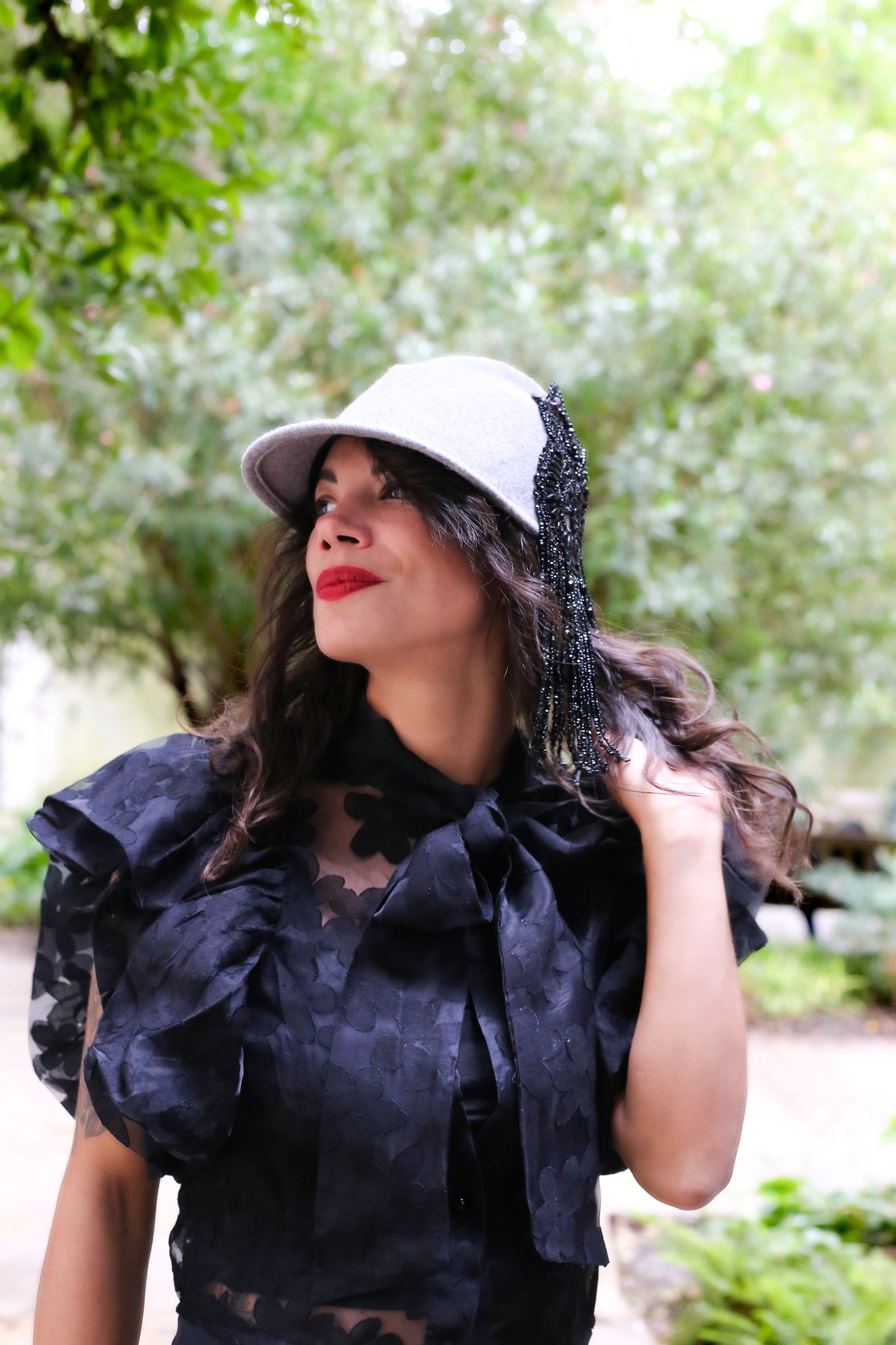 Women cap with 1950 antique jewellery