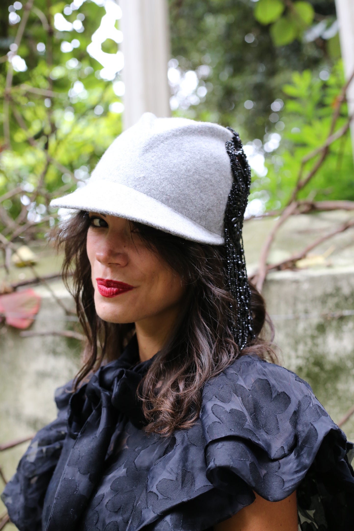 Women cap with 1950 antique jewellery