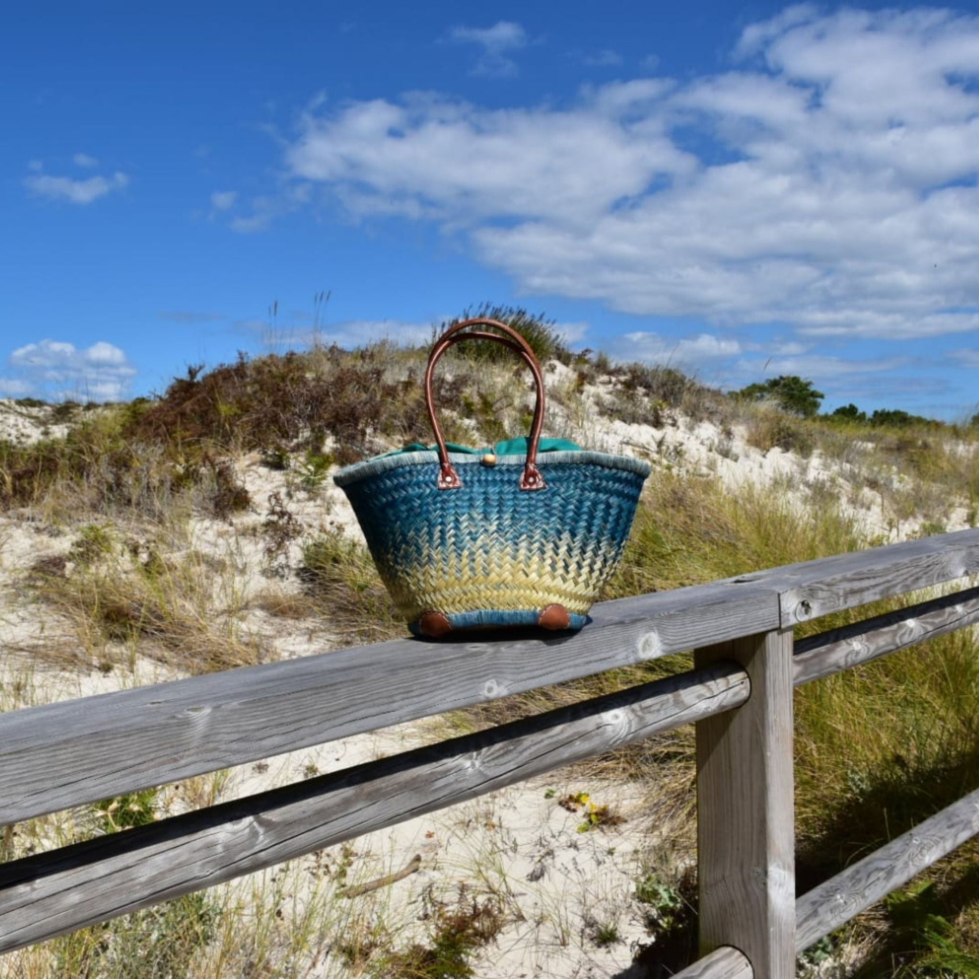 Beach Straw Bag Blue - Dedais Slow Fashion