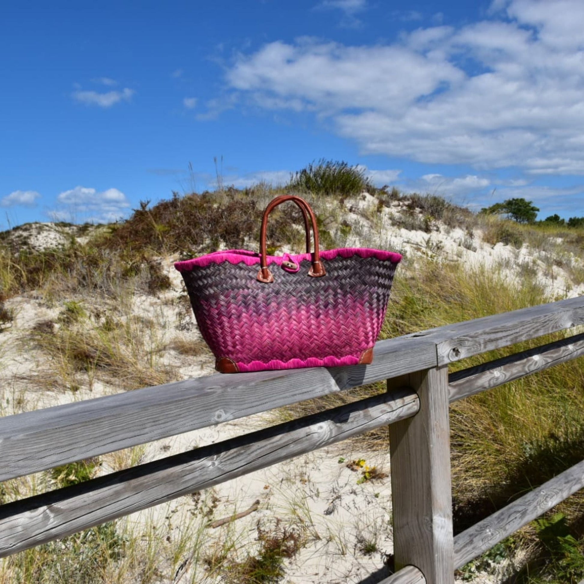 Beach Straw Bag Pink - Dedais Slow Fashion