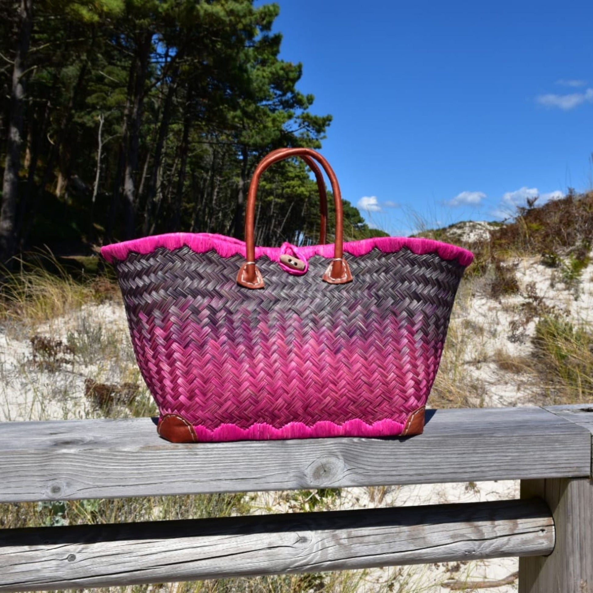 Beach Straw Bag Pink - Dedais Slow Fashion