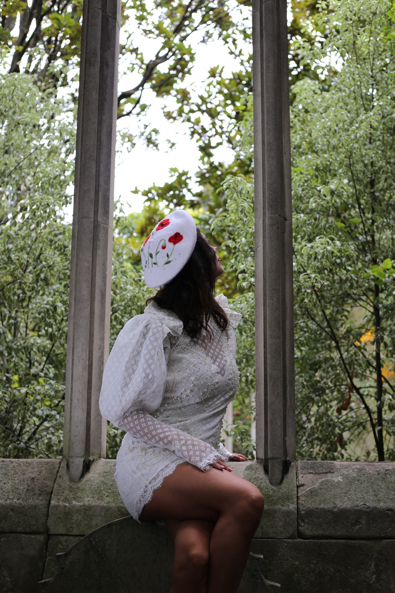 Felted hat with poppies - Dedais Slow Fashion