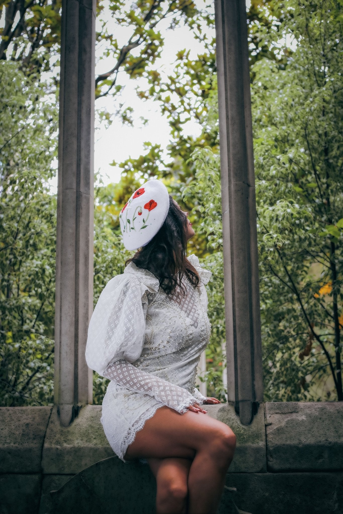 Felted hat with poppies - Dedais Slow Fashion