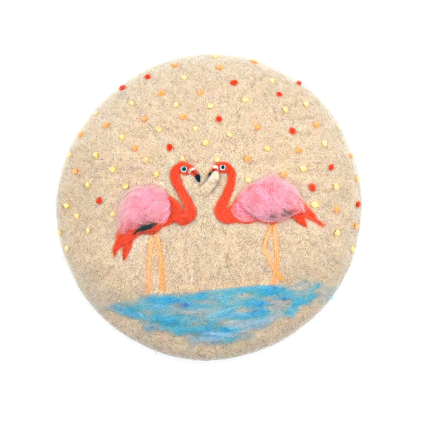 Handmade Beret Hat Flamingo Wool Felt for Women - Dedais Slow Fashion