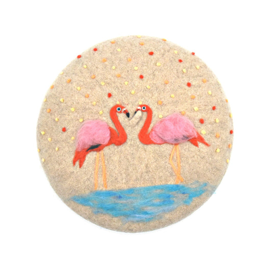 Handmade Beret Hat Flamingo Wool Felt for Women - Dedais Slow Fashion