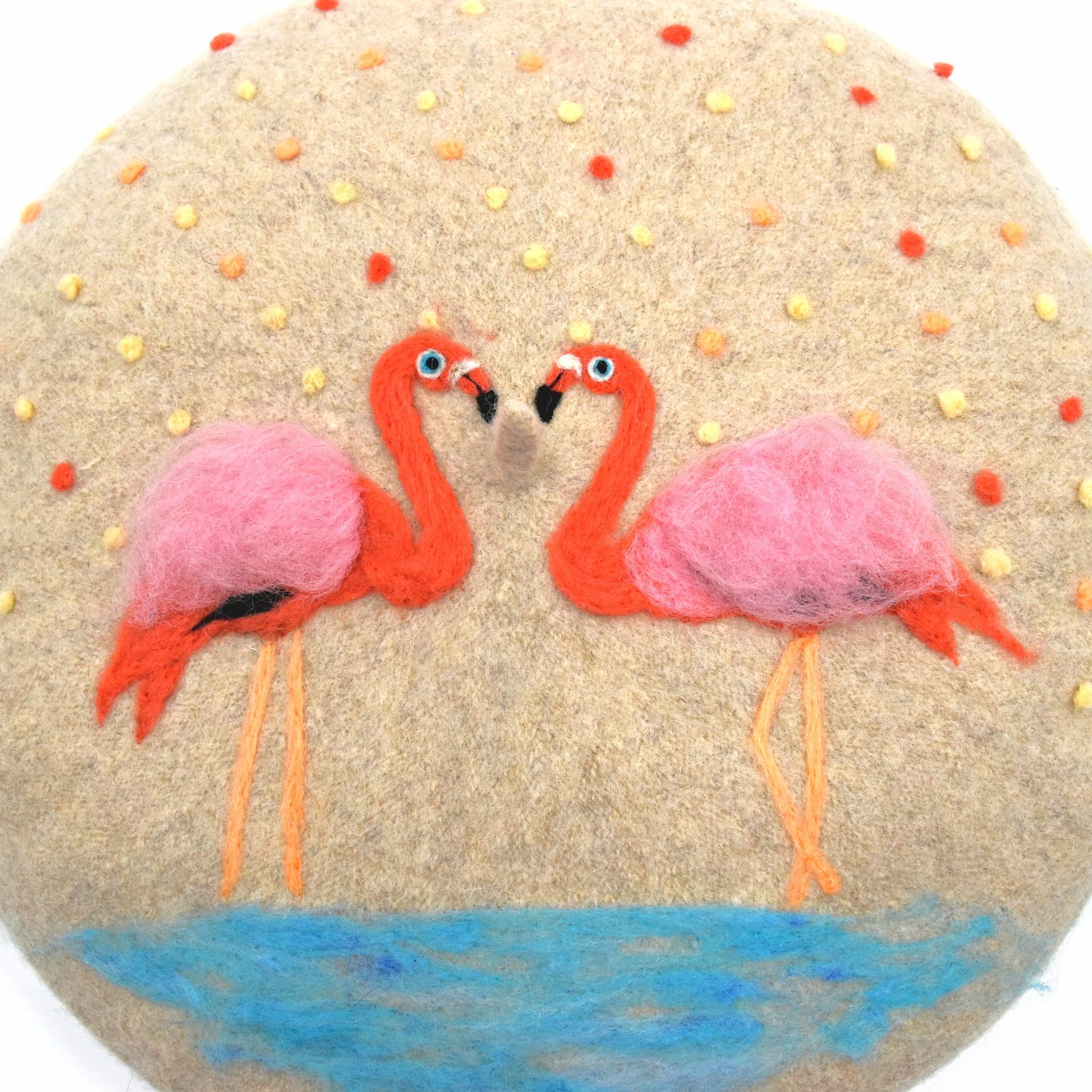 Handmade Beret Hat Flamingo Wool Felt for Women - Dedais Slow Fashion