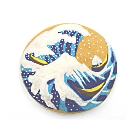 Handmade Beret Hat The Great Wave Off Kanagawa Painting for Women - Dedais Slow Fashion