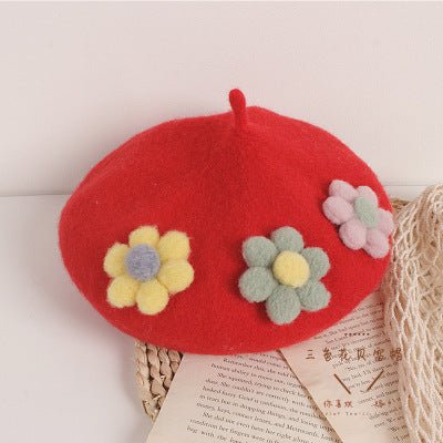 Handmade Beret Hat Wool with Flowers for Girls - Dedais Slow Fashion