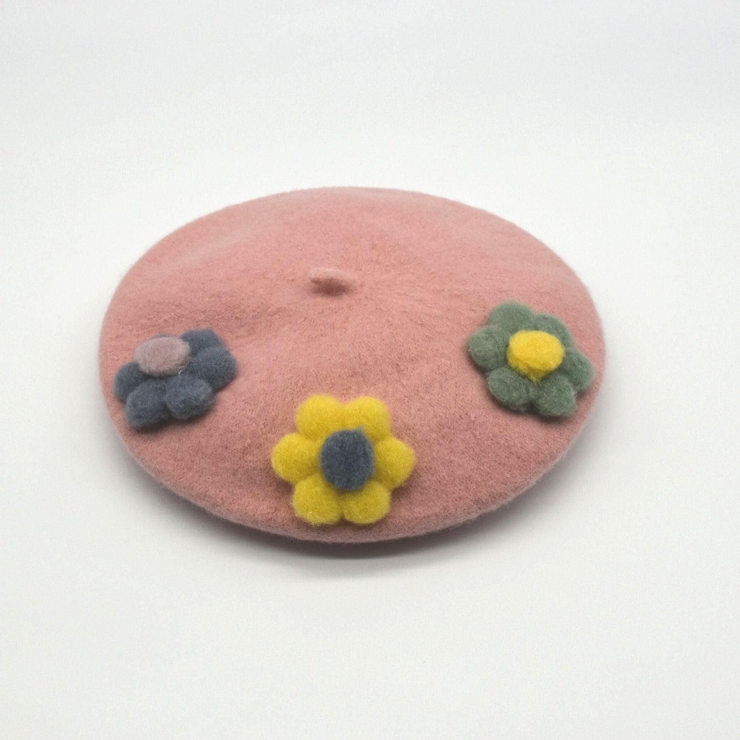 Handmade Beret Hat Wool with Flowers for Girls - Dedais Slow Fashion