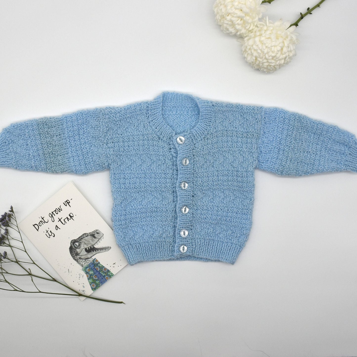 Handmade Knitted Baby Cardigan Blue - Dedais Slow Fashion