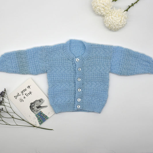 Handmade Knitted Baby Cardigan Blue - Dedais Slow Fashion