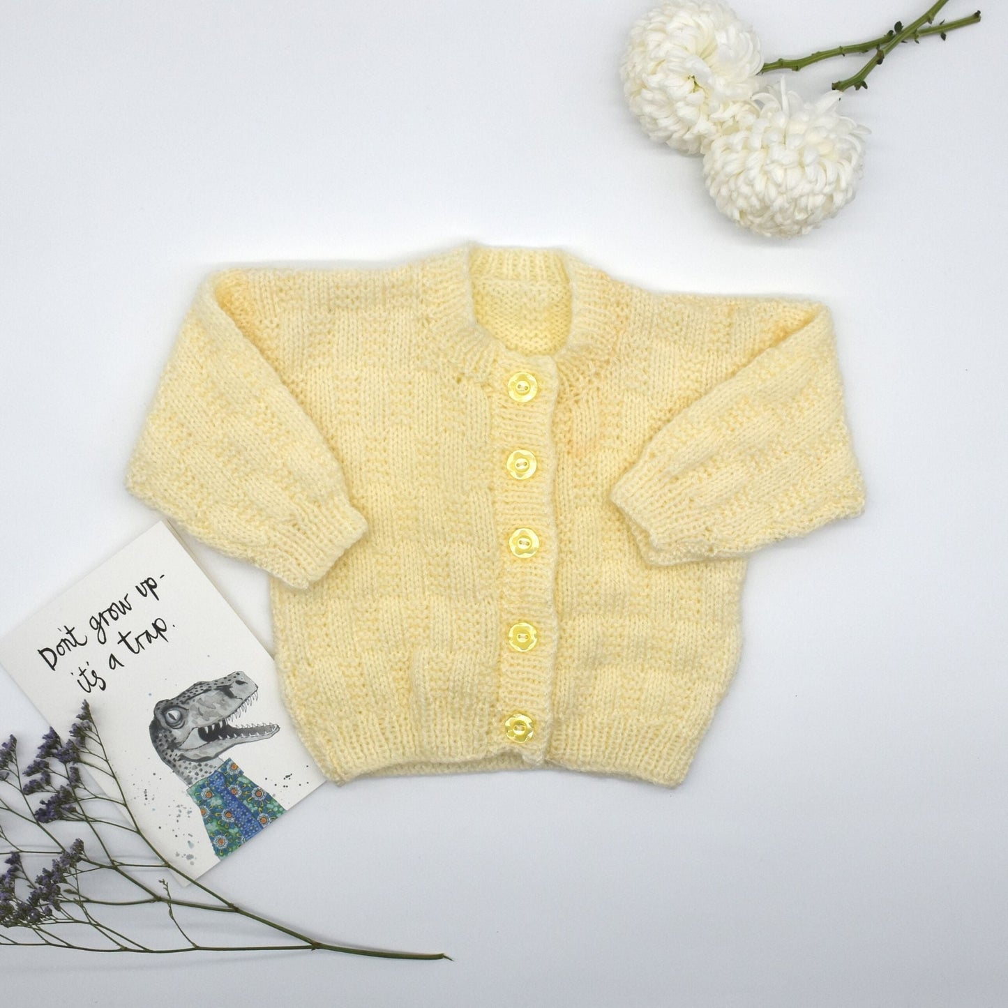 Handmade Knitted Baby Cardigan Cream - Dedais Slow Fashion