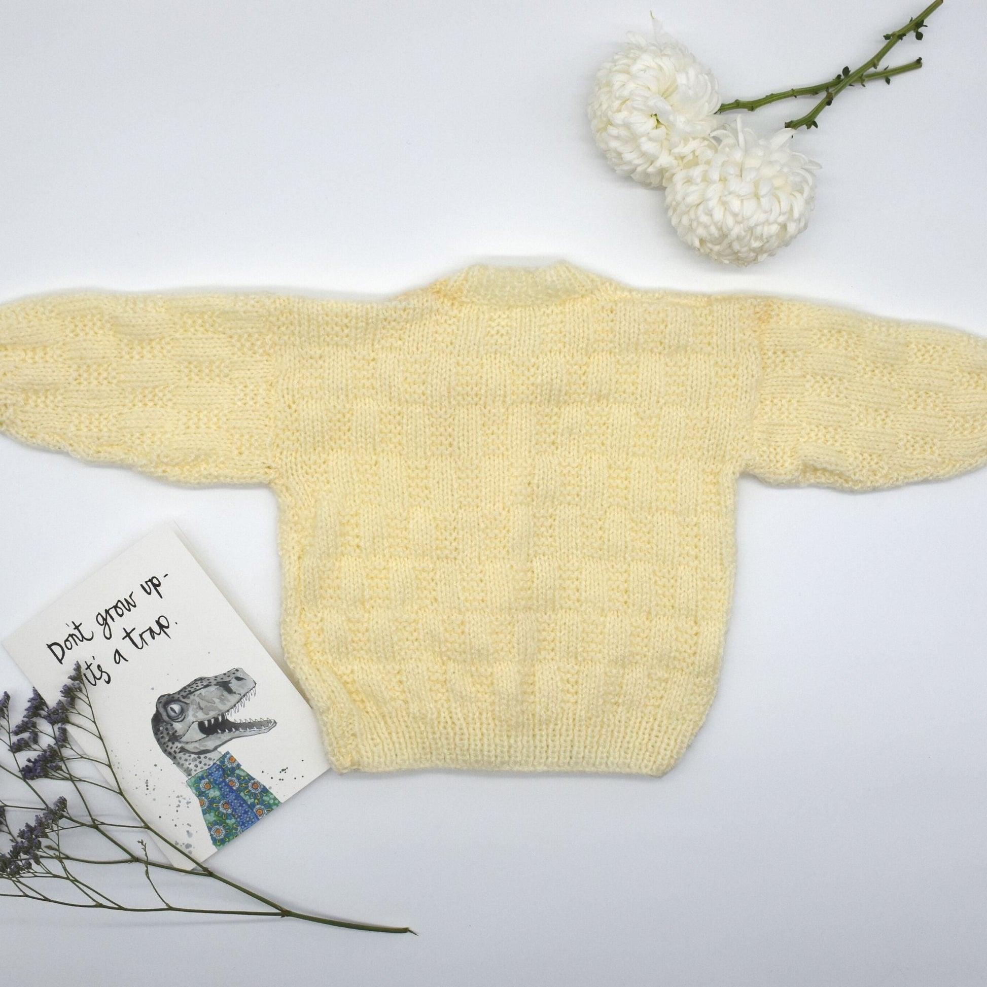 Handmade Knitted Baby Cardigan Cream - Dedais Slow Fashion