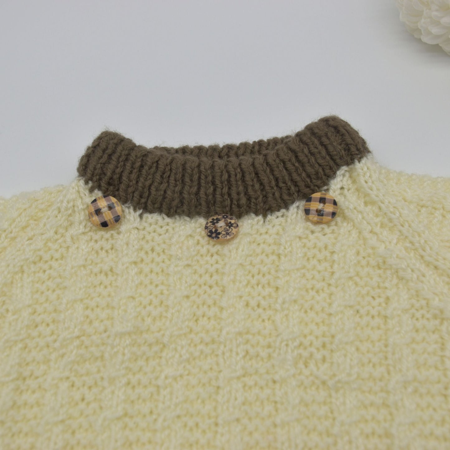 Handmade Knitted Baby Jumper Natural and Brown - Dedais Slow Fashion