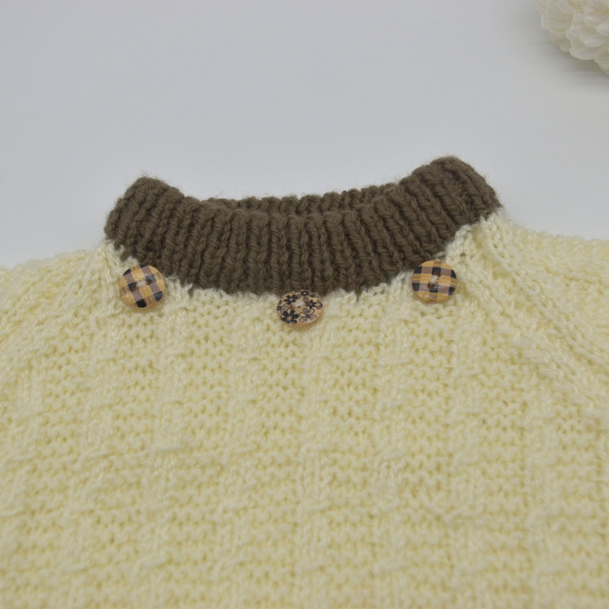 Handmade Knitted Baby Jumper Natural and Brown - Dedais Slow Fashion