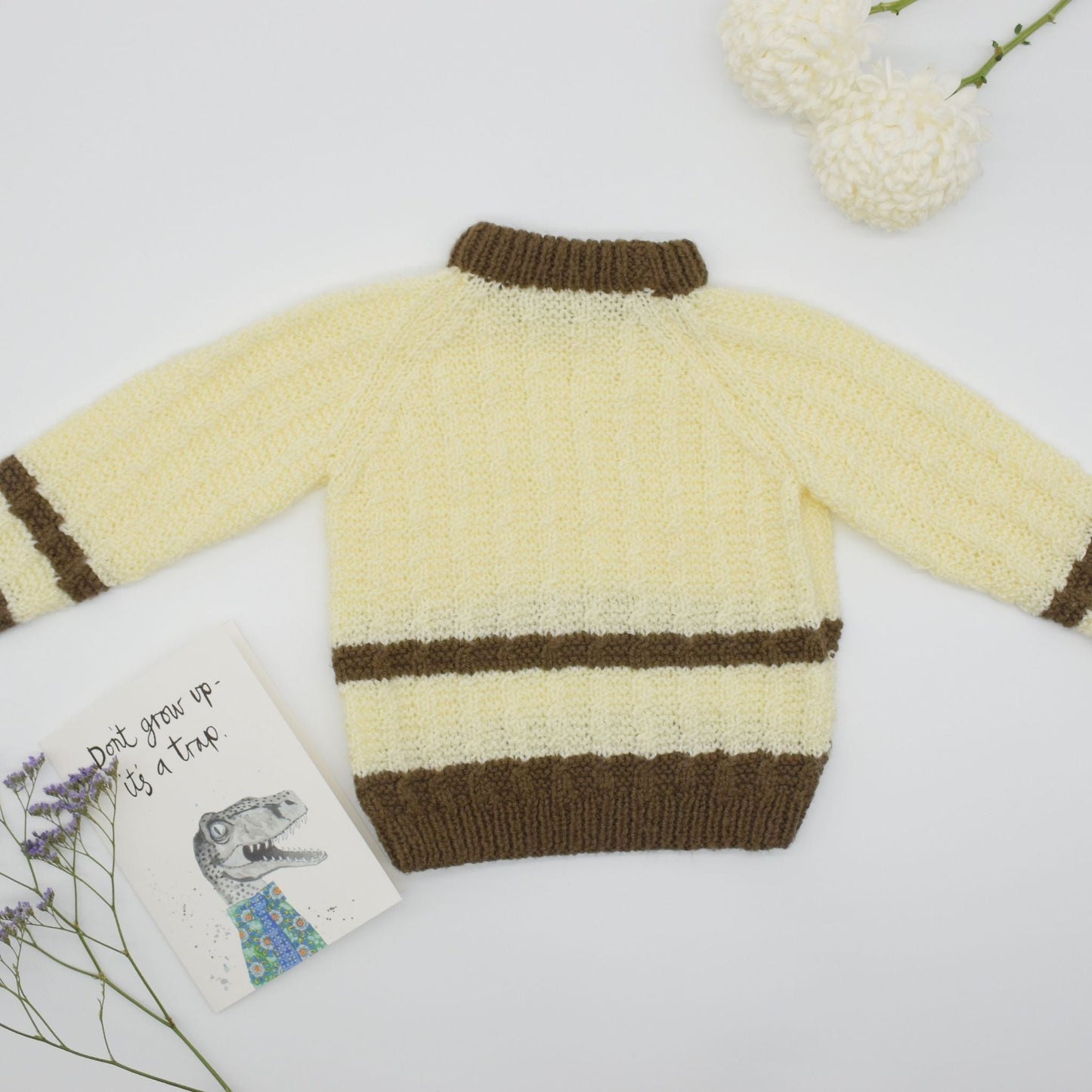 Handmade Knitted Baby Jumper Natural and Brown - Dedais Slow Fashion