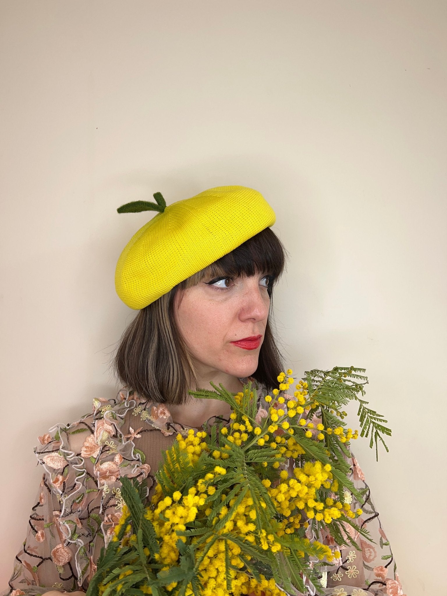 Lemon Handmade Beret Hat - Dedais Slow Fashion