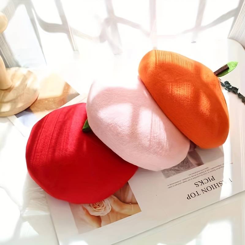 Orange Wool Beret Hat - Dedais Slow Fashion