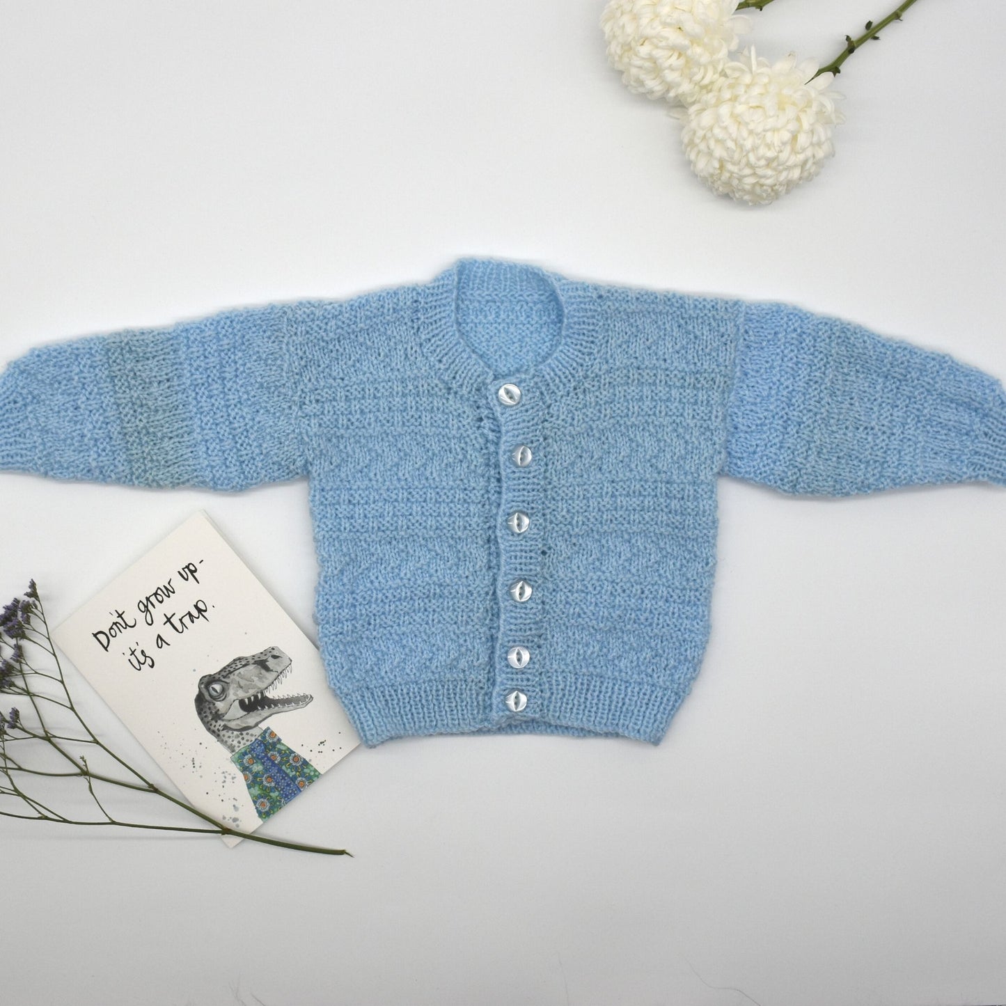 Handmade Knitted Baby Cardigan Blue