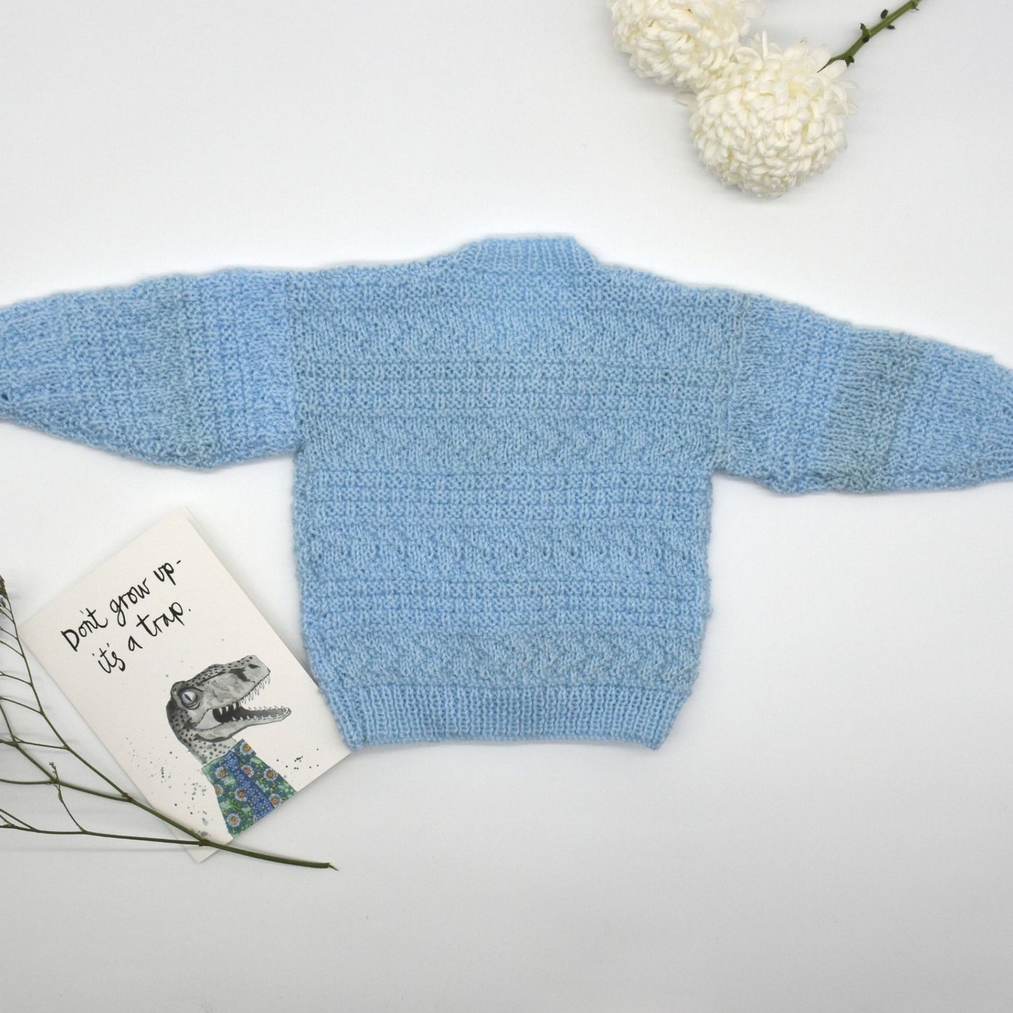 Handmade Knitted Baby Cardigan Blue