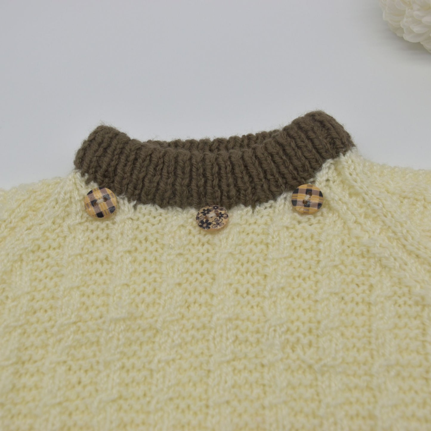 Handmade Knitted Baby Jumper Natural and Brown