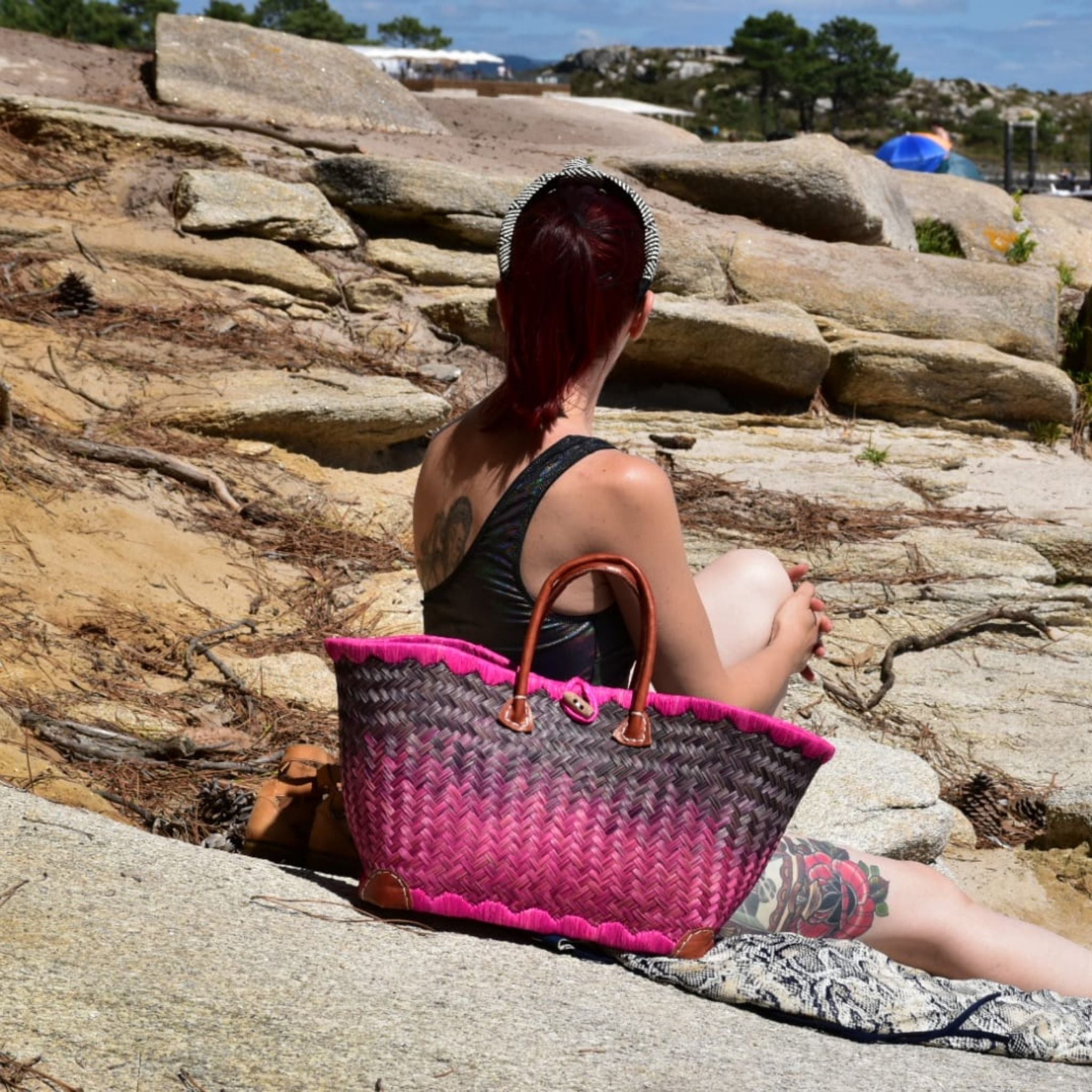 Pink straw beach bag new arrivals